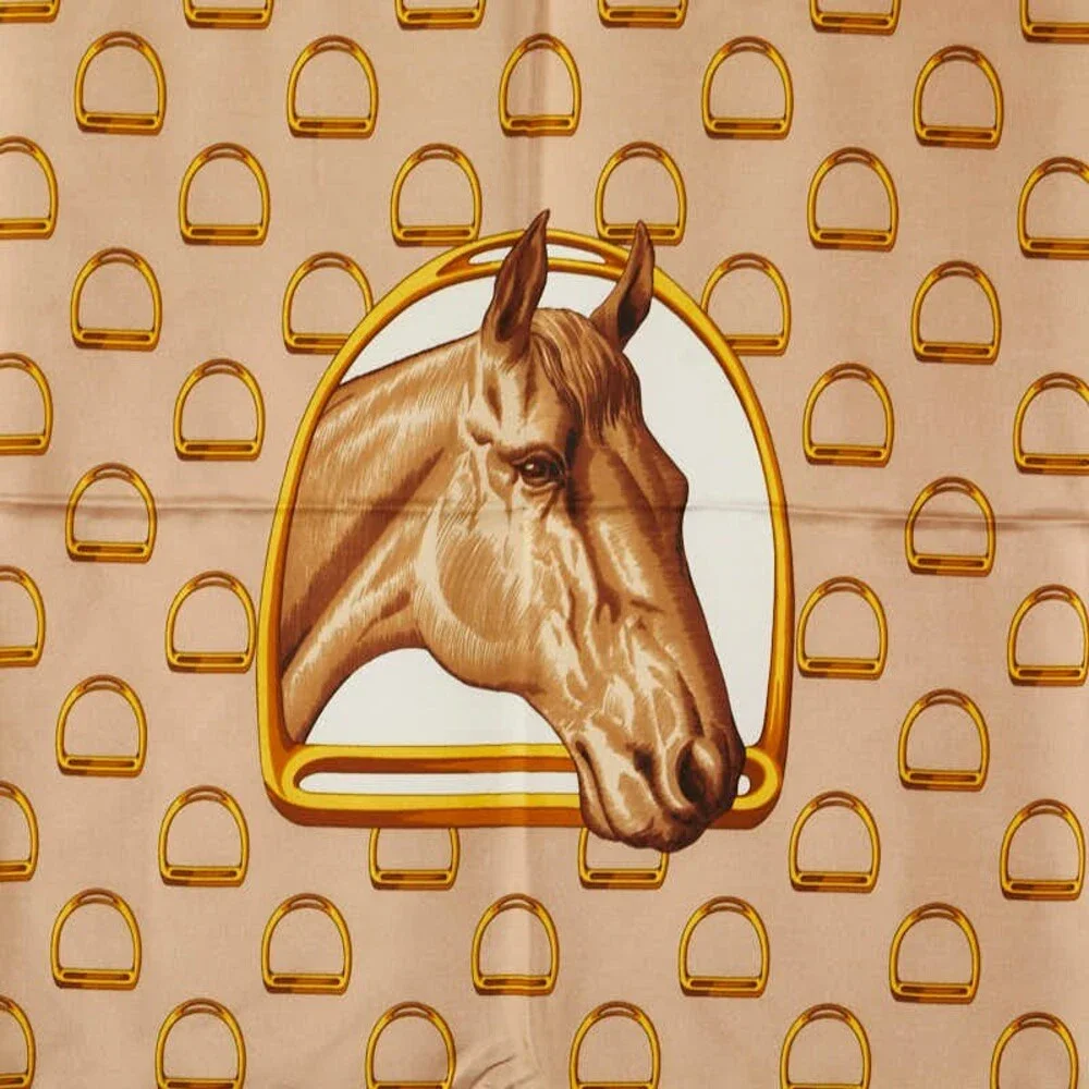 Celine Silk Horsebit Large Scarf Beige